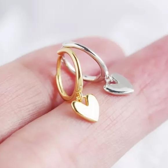 NEW 925 STERLING SILVER HEART HOOP EARRINGS, NICE EARRINGS, CUTE EARRINGS - Picture 6 of 7